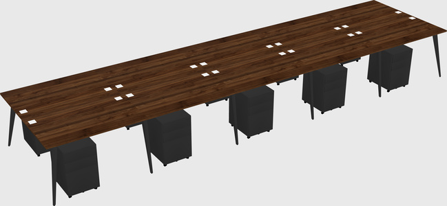 Shared rectangular office desk system