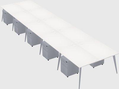 Shared rectangular office desk system