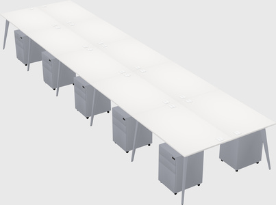 Shared rectangular office desk system