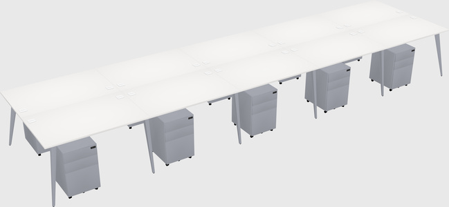 Shared rectangular office desk system