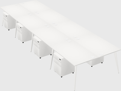 Shared rectangular office desk system