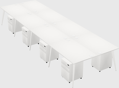 Shared rectangular office desk system