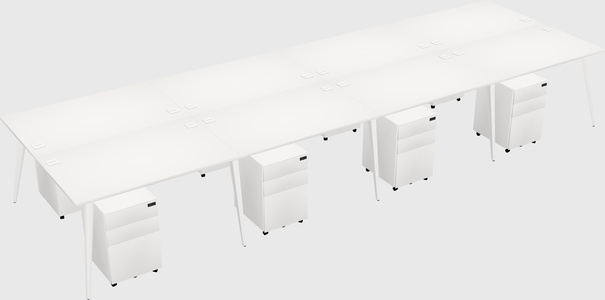 Shared rectangular office desk system
