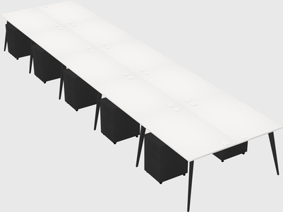 Shared rectangular office desk system