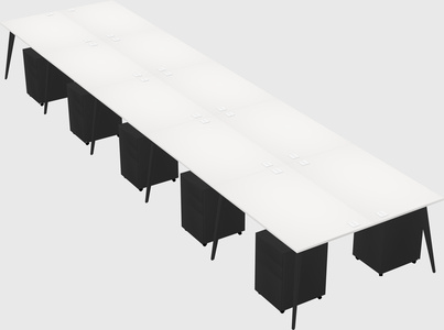Shared rectangular office desk system