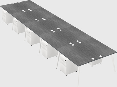 Shared rectangular office desk system