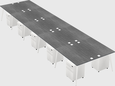Shared rectangular office desk system