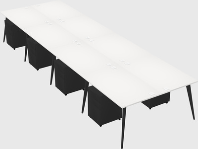 Shared rectangular office desk system