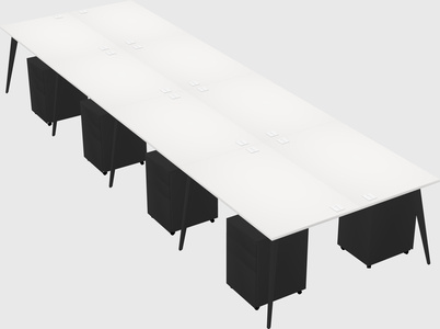 Shared rectangular office desk system
