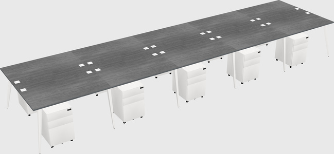 Shared rectangular office desk system