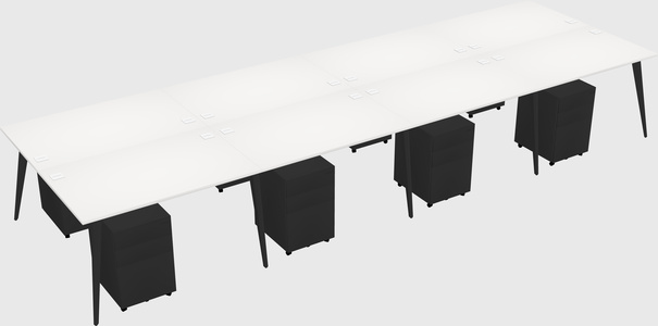 Shared rectangular office desk system