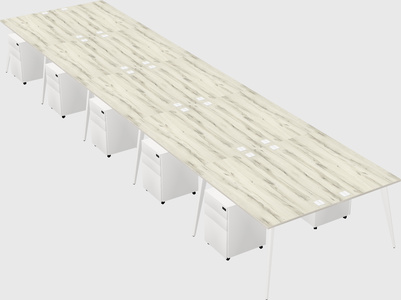 Shared rectangular office desk system