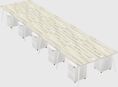Shared rectangular office desk system