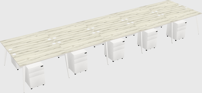 Shared rectangular office desk system