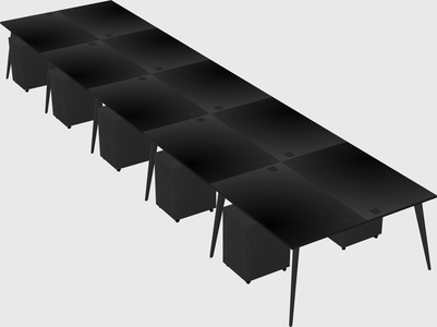 Shared rectangular office desk system