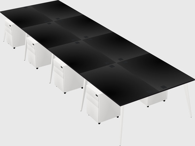 Shared rectangular office desk system