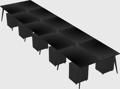 Shared rectangular office desk system