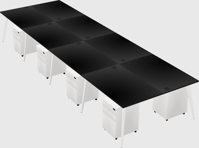 Shared rectangular office desk system