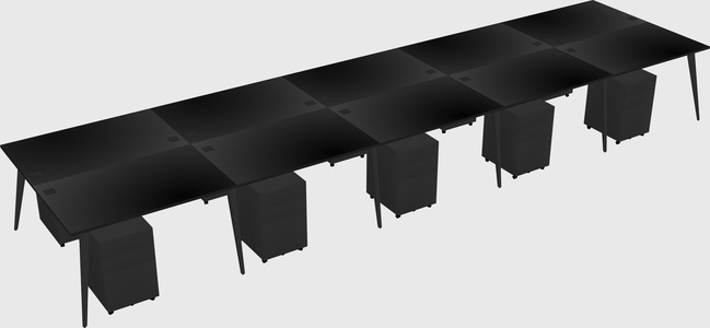 Shared rectangular office desk system