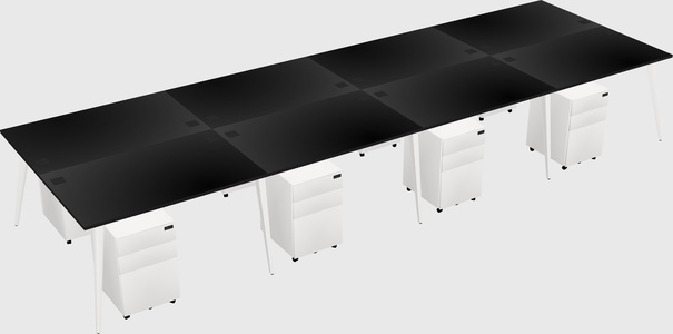 Shared rectangular office desk system