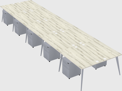 Shared rectangular office desk system