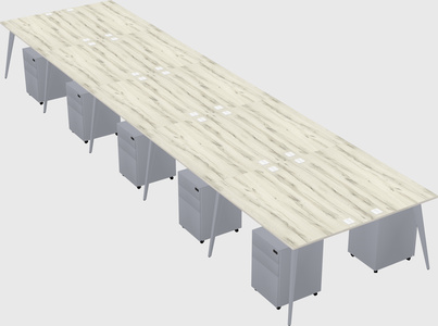 Shared rectangular office desk system