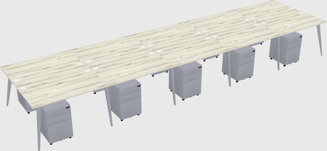 Shared rectangular office desk system