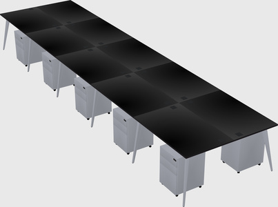 Shared rectangular office desk system