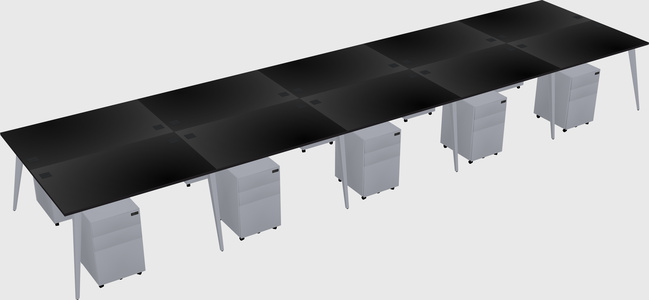 Shared rectangular office desk system