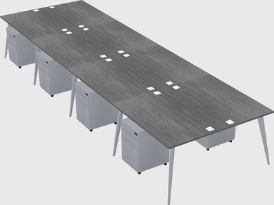 Shared rectangular office desk system