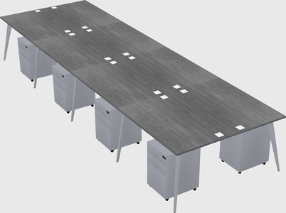 Shared rectangular office desk system