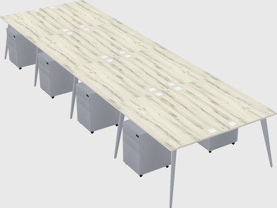 Shared rectangular office desk system