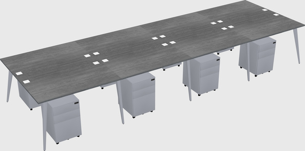 Shared rectangular office desk system
