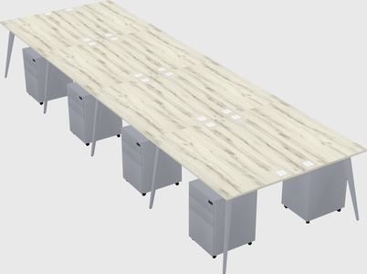 Shared rectangular office desk system