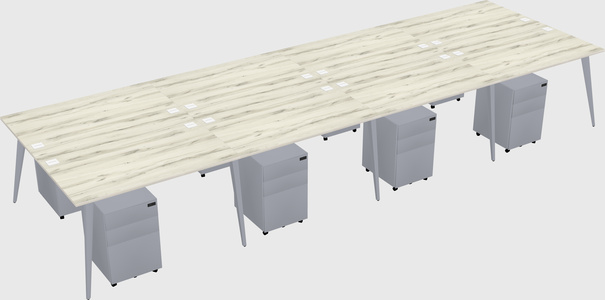 Shared rectangular office desk system