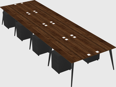 Shared rectangular office desk system