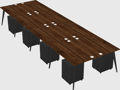 Shared rectangular office desk system
