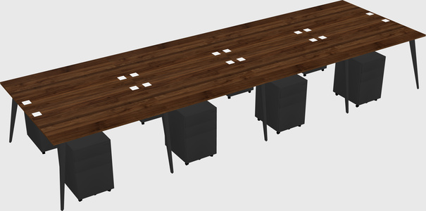 Shared rectangular office desk system