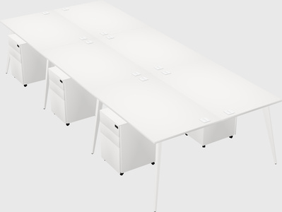 Shared rectangular office desk system