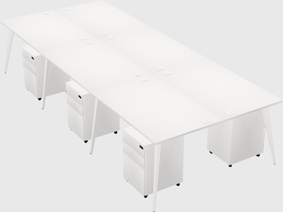 Shared rectangular office desk system