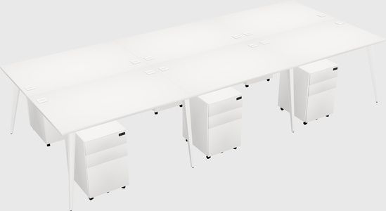 Shared rectangular office desk system