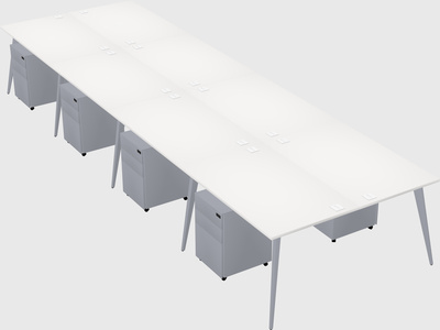 Shared rectangular office desk system