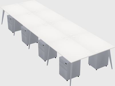 Shared rectangular office desk system