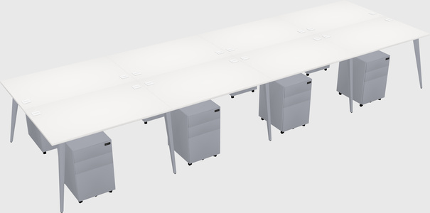 Shared rectangular office desk system