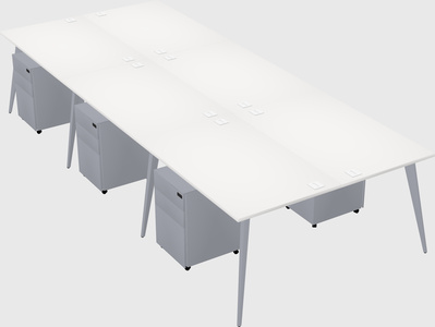 Shared rectangular office desk system