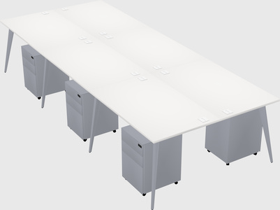 Shared rectangular office desk system