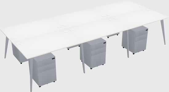 Shared rectangular office desk system