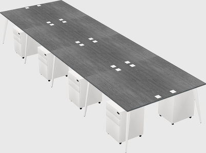 Shared rectangular office desk system
