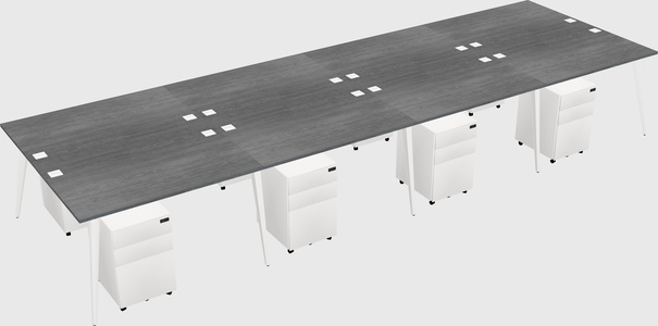 Shared rectangular office desk system