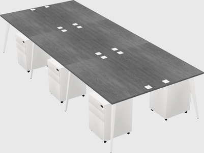 Shared rectangular office desk system